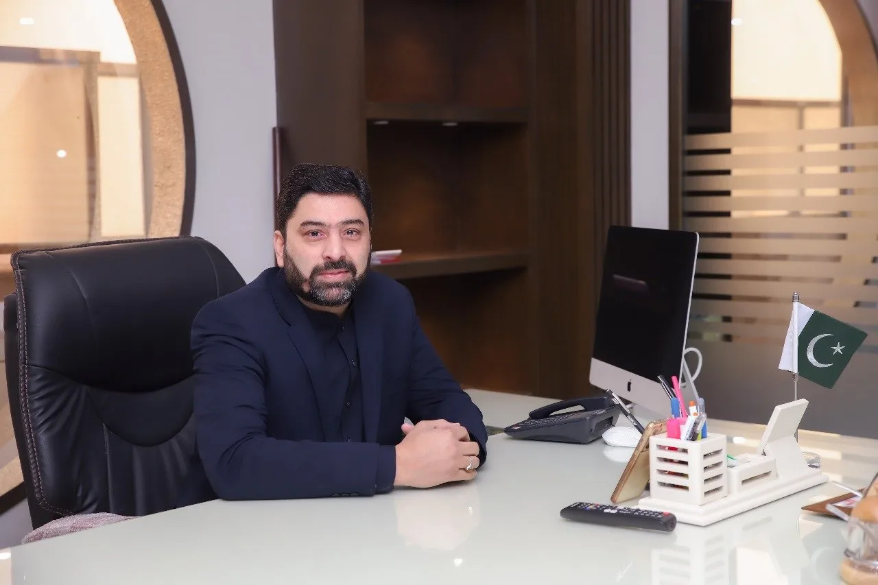 Raheel Zeb, Chief Executive Officer of Evomed Healthcare, at his desk